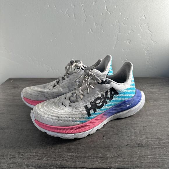 Hoka One One Womens Mach 5 1127894 WSBB White Running Shoes Sneakers Size 7B - Picture 1 of 6